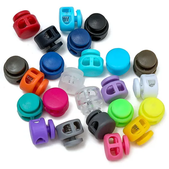 卸売プラスチック黒スプリングストッパーバレルトグル弾性コードロック